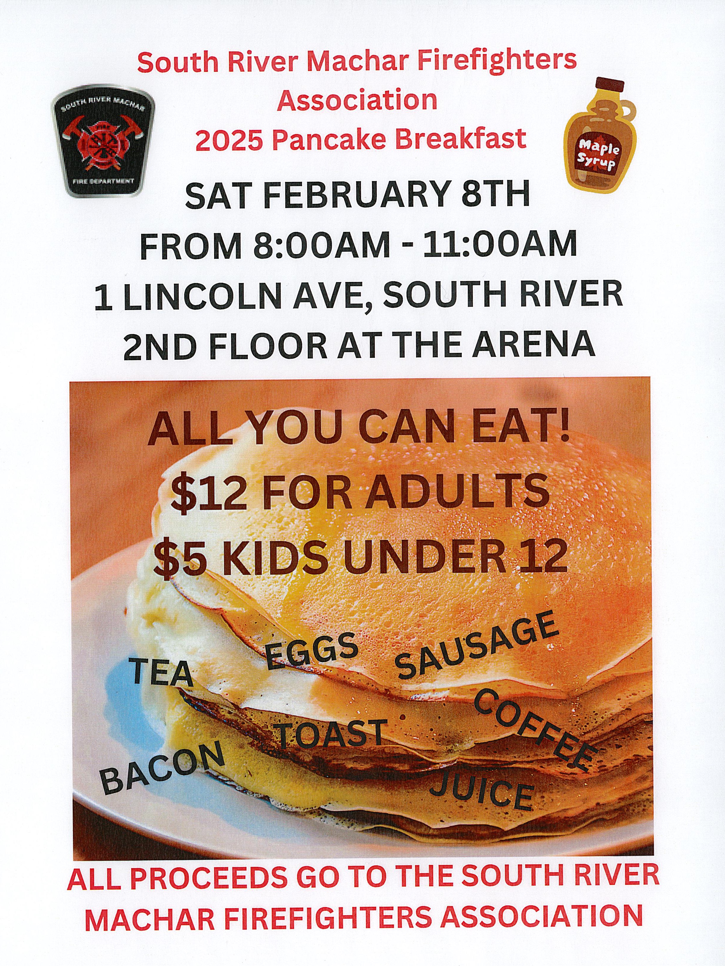 poster announcing all you can eat pancake breakfast