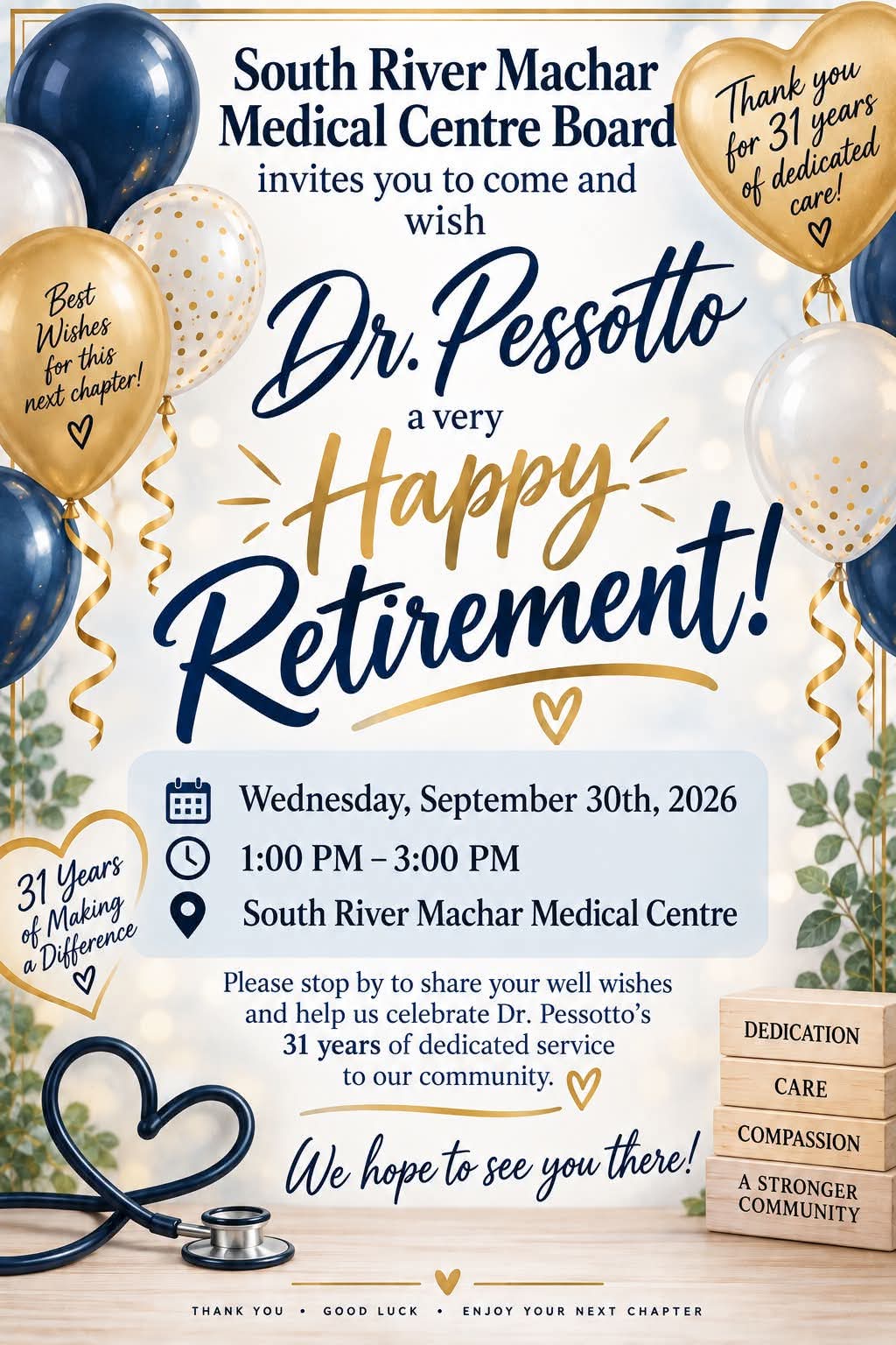 Dr. Pessotto Retirement Poster Sep 30 2026