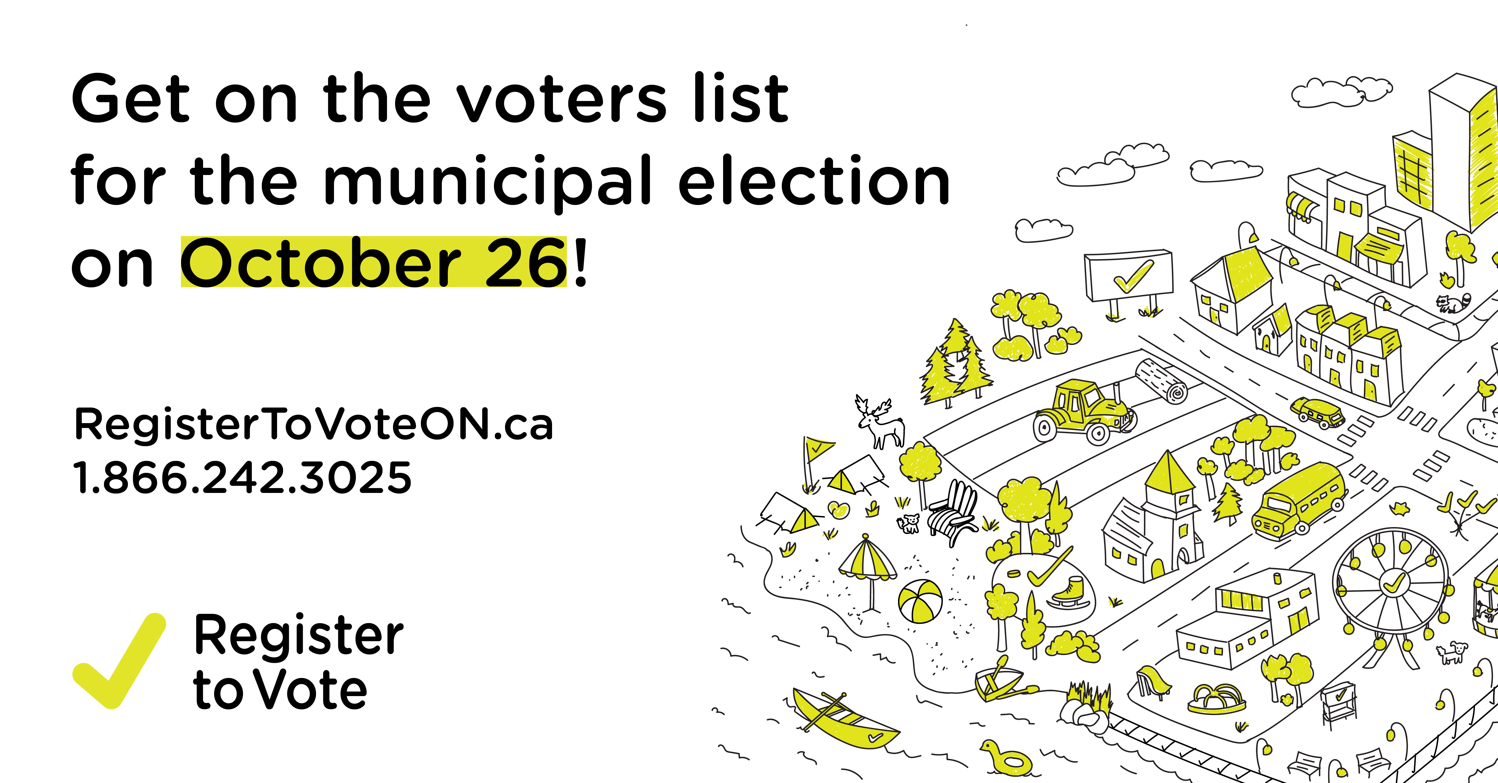 Register to vote with checkmark and website address